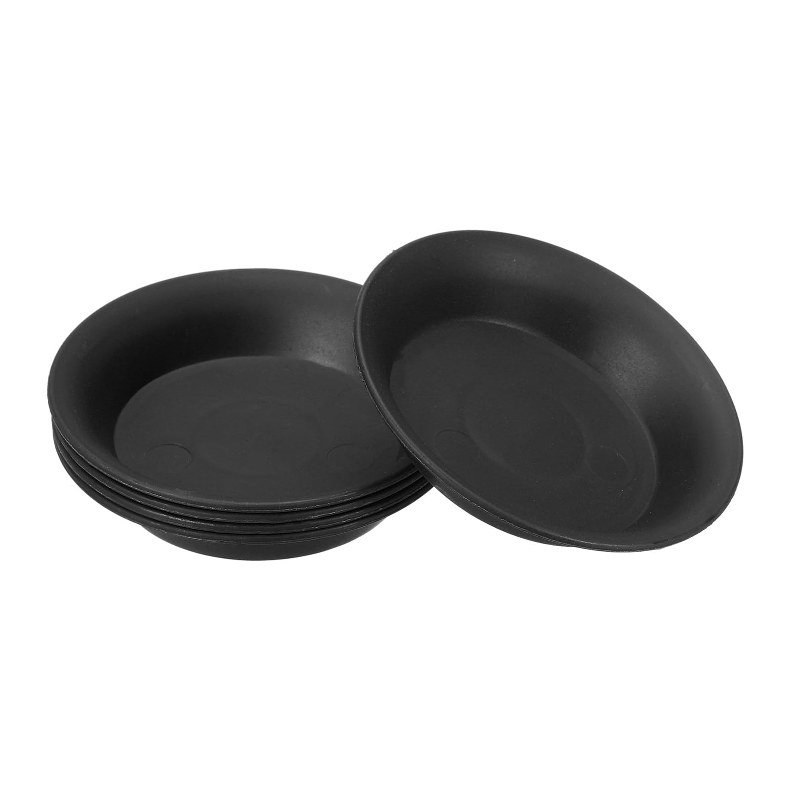 PATIKIL 4 Inch Plant Saucer Tray, 5 Pack Plastic Drip Tray Round Collects Excess Water Flower Pot Drainage Trays for Heavy Indoor Outdoor Pans, Black
