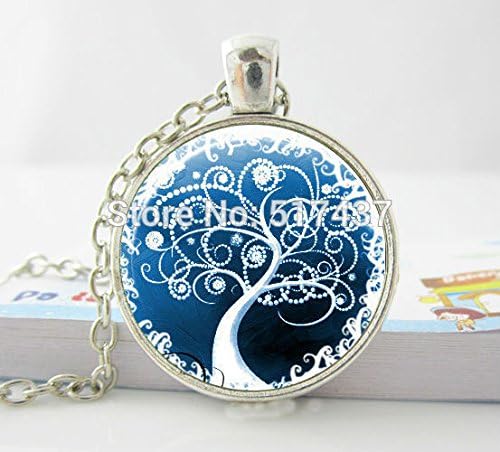Pretty Lee Patterned Glass Cabochon Tree Necklace Tree Of Life Glass Tile Jewelry Tree Jewelry Black Necklacetree Of Life Glass Pendant