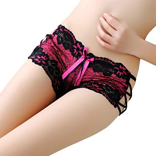 CISSETINA Women's Sexy Lace Panties Hipster Boyshort (A0021-Rose Red)