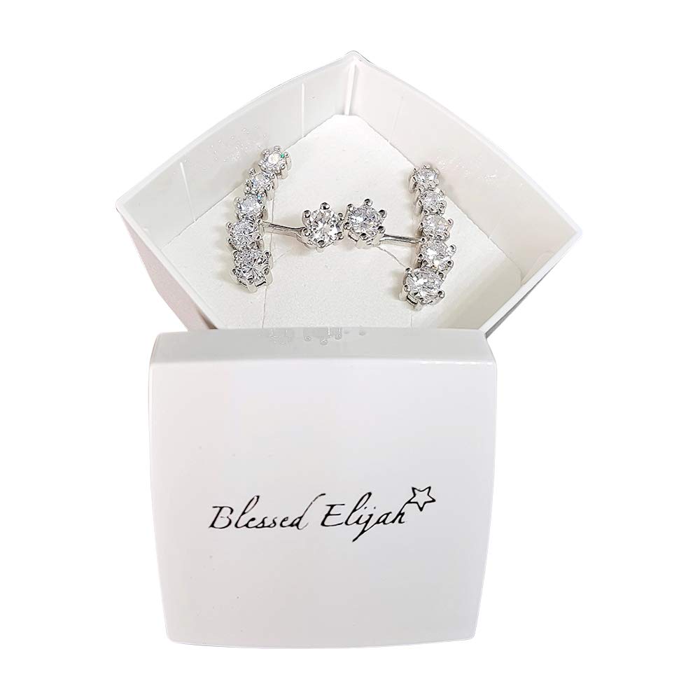 Blessed Elijah 925 Silver 2-in1 Earrings with sparkling Cubic Zirconia stones