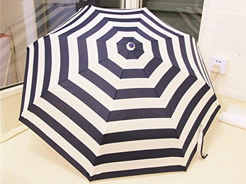 Blue And White Stripe Folding Umbrella Fashion Uv Protection Auto Open Umbrella