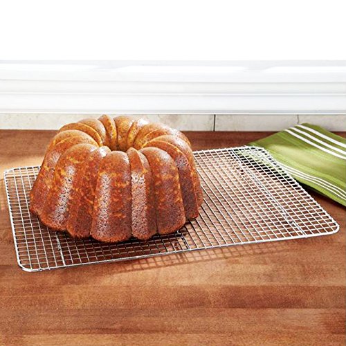 Huji Cross-Wire Grid Cooling Rack, Wire Pan Grate,Baking Rack, Icing Rack, Chrome Plated Steel, (17" x 11.75") - Thumbnail 5