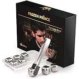 Whiskey Stones Gift Set - Stainless Steel Ice Cubes - Barman Tongs and Freezer Tray + eBook to develop your Bartending Skills by Frozen Prince