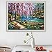 5D DIY Diamond Painting by Numbers Kits for Adult Kids, Full Drill Diamond Painting Dotz Dream Riverside Landscape Wall Decor Painting Stickers Arts Craft for Home