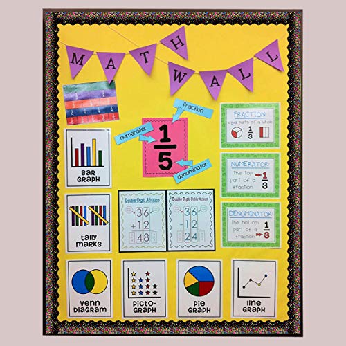 2-Rolls Bulletin Board Borders, Yoklili Confetti Scalloped Border Trim for Classroom Chalkboard Whiteboard Decoration, 80ft