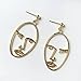 Cleacloud Human Face Dangle Earrings Drop Hoops Studs Cuffs Ear Wrap Pin Vine Pierced Dangling Hollow Out Charms Jewelry Golden Plated Style 1