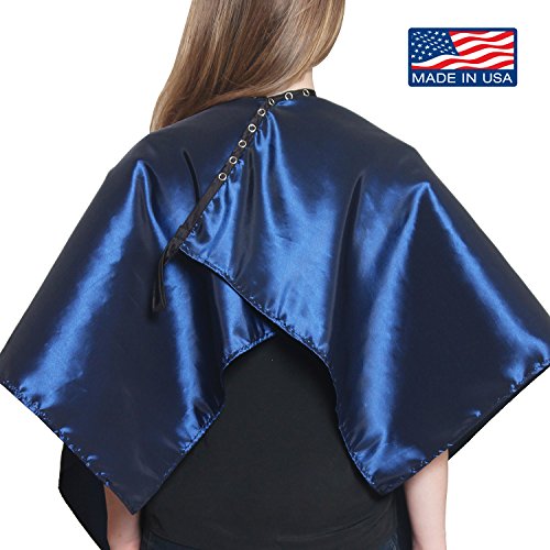 Blue Iridescent Salon Cape with snaps Professional Quality 45 inch X 60 inch Heavy Duty Material Extra Long Durability For Barbershop and Beauty Shop Use Long Lasting and Specialized (NAVY BLUE)