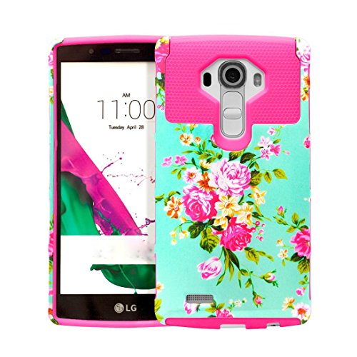 LG G4 Case,GBSELL Fresh Flowers Hybrid ShockProof Hard Protective Case Cover ( Hot Pink )
