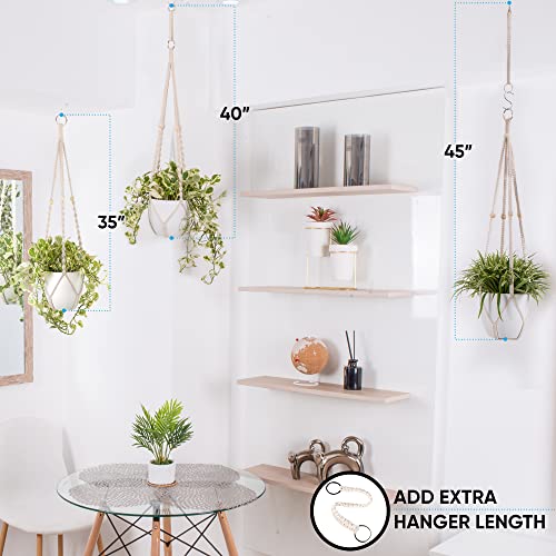 INLI Macrame Plant Hanger Indoor Set Medium Extendable (2) 35" Planter