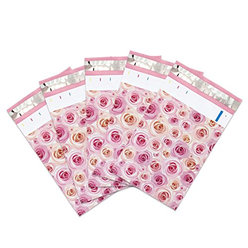 Poly Mailers Roses Designer Mailers Pink Shipping Envelopes Boutique Custom Bags #SmileMail (6x9)