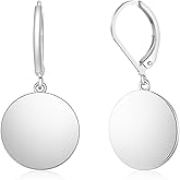 Disc Leverback Earrings for Women, Flat Dangle Earrings for Women, Fashionable Dangle Earring, Simple Versatile Light Luxury Style Small Disc Pendant Earring(Silver)