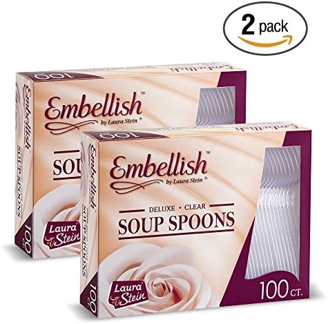 [200 Soup Spoons] Embellish Crystal Clear Disposable Heavy Duty Plastic Spoons, Ideal For Wedding, Catering, Parties, Buffets, Events, Or Everyday Use,