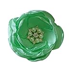 MIA White Satin Flower Rhinestone Pearl Hair Clip Wedding Hair Clip Bridal Hair Clip Bridesmaid Hair Clip First Communion Hairpiece Girls Hair Clip (Mint)