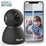 25fps 1080P HDR WiFi Security Camera Indoor, Ctronics IP Security Camera with Upgraded Night Vision, Motion & Sound Detection, Two-Way Audio, 355°Angle for Baby, Pet, Home Surveillance