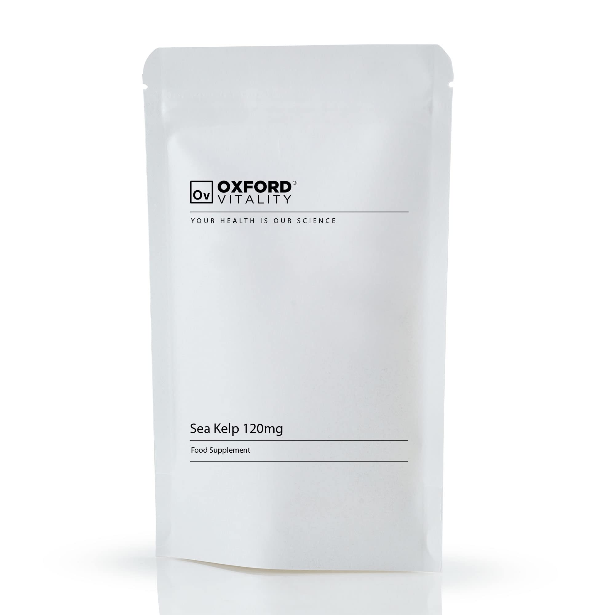 Sea Kelp Tablets | 120mg Supplements for Iodine Source, Thyroid Function, Skin and Brain Health | Oxford Vitality