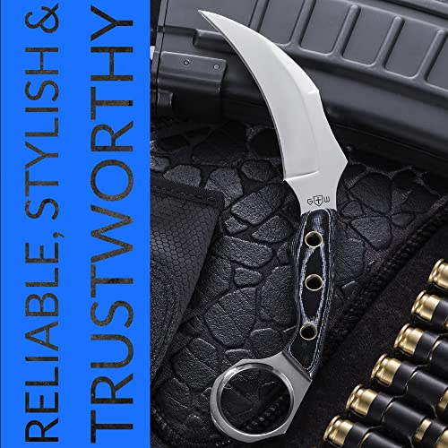 Karambit Knife with Sheath Small Fixed Blade Knofe Claw Knife