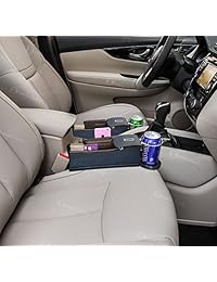Zento Deals   Juego de 2 organizadores de almacenamiento para monedas laterales de coche, color negro, para el lado del conductor y el pasajero, muy práctico organizador de almacenamiento para teléfono, cartera, llaves y el soporte de Likes Cl
