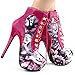 SHOW STORY Black/Pink/Purple Lace Up Stiletto Heel Gothic Ankle Boots,LF80831