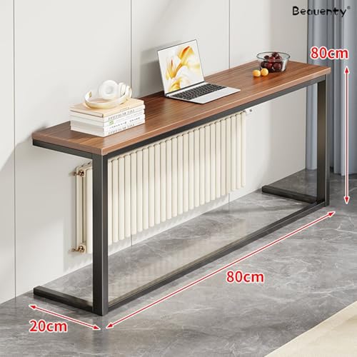 Beauenty Console Table, Narrow Sofa Tables, 80cm Entryway Display Console, Side Table for Entrance, Hallway, Behind Couch (Walnut+black)