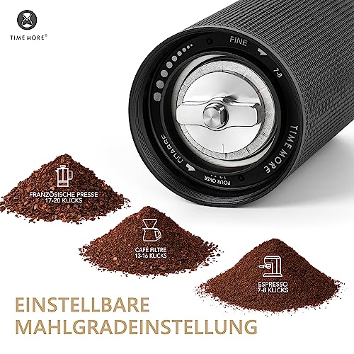 TIMEMORE Chestnut C3s MAX Manual Coffee Grinder, Full Metal Body, Manual Coffee Grinder with Folding Handle, for Espresso and French Press, Black