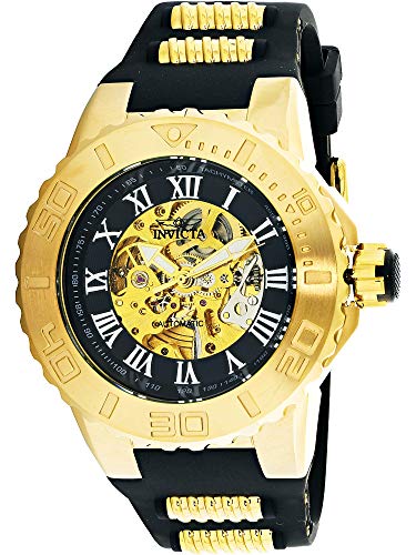 Invicta Men's 'Pro Diver' Automatic Gold-Tone and Stainless Steel Casual Watch, Color:Black (Model: 24742)