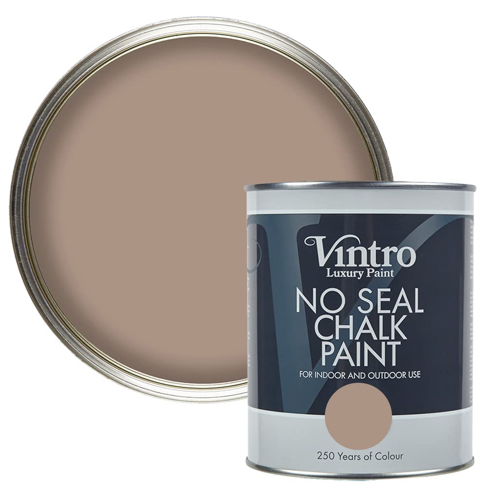 Vintro | No Seal Chalk Paint | Light Brown | Interior & Exterior Use | Furniture | Walls | Wood | Metal | 1 Litre (Cafe au lait)
