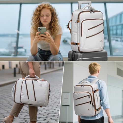 MATEIN Ryanair Hand Luggage 40 x 30 x 20, Women's Travel Backpack with Wet Compartment, Backpack 40 x 30 x 20 with 15.6 Inch Laptop Compartment for Women, Ryanair Backpack for Travel, Travel Backpack for Business, Cloud Dancer