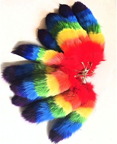 Fashfur 16in Cross foxTail Keychain Accessories Cosplay Toy Bag Hanging Key Chain (multicolor)