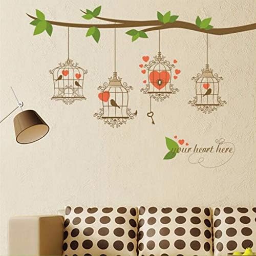 Qwerlp Dibujos Animados Colgando Birdcage En La Rama De Un Árbol Deja