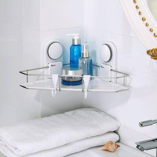 Garbath Bathroom Corner Shelf ( No Drilling ) Tension Corner Pole Caddy Shelf Shower Organizer with Towel Hooks Wall Mounted Bathroom Accessories
