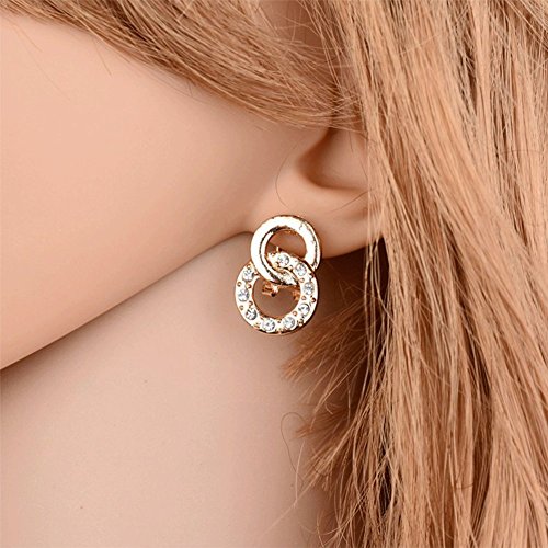 Spiritlele 4 PCS Crystal Jewelry Set Golden Chain Necklace Bracelet Ring Earrings Set For Women - Thumbnail 4