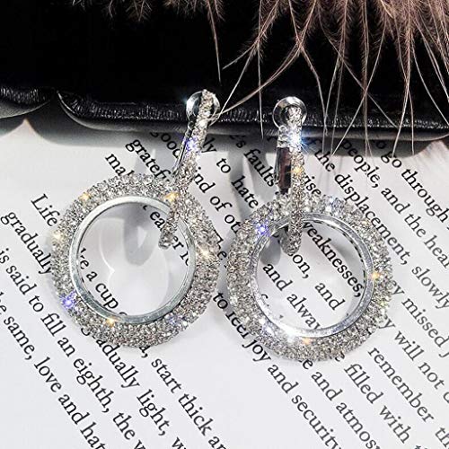 Clearance Deal! Hot Sale! Earring, Fitfulvan 2018 Women Jewelry Rhinestone Austria Crystal Pendant Hoop Earring (Silver-1) - Thumbnail 5