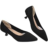 AHZEHRSE Womens Kitten Heels Pumps Shoes Comfortable Knit Closed Toe Heels for Women Work Office Casual Wedding Dressy