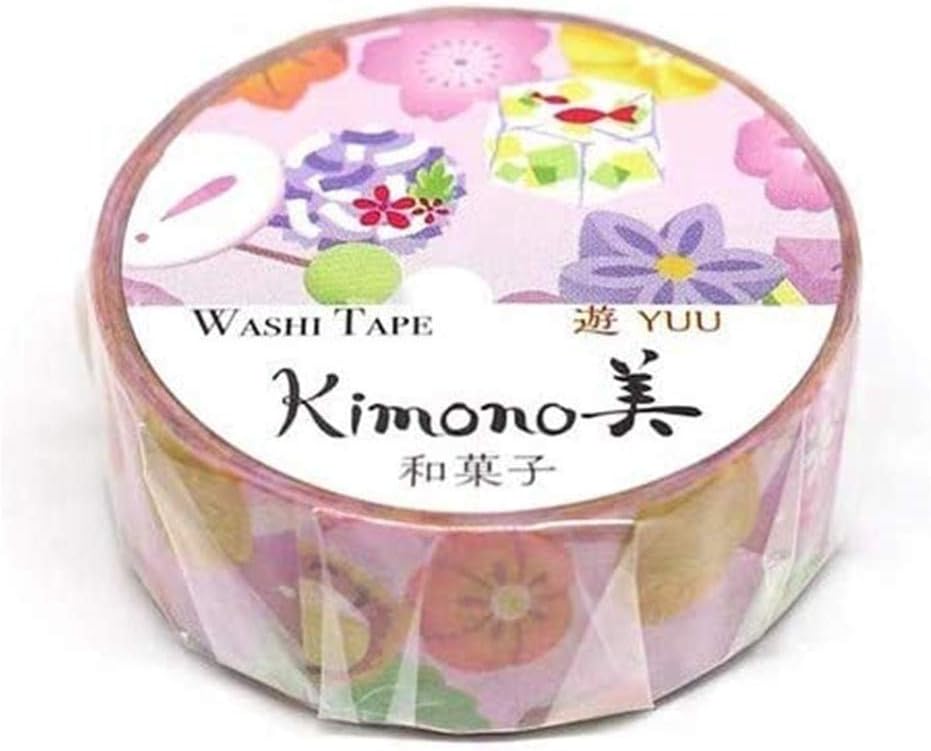 Kamiiso Japanese Confectionery Dessert Wagashi Washi Tape 15mm - Kimono for Scrapbooking Photo Album DIY