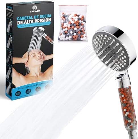 © Alcachofa de Ducha con Filtro de 15 Etapas – Filtro Ducha Antical con Manguera 1.5M - Cabezal de Ducha Alta Presión con 3+1 Modos que ahorra agua – 4 Filtros de Ducha Antical (Plata)