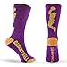 Athletic Half Cushioned Crew Socks | Basketball Player Design | Purple/Gold