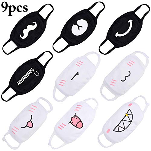 Aniwon Mouth Mask, 9PCS Cute Anti Dust Cotton Face Mask Unisex Kpop Mask for Men Women