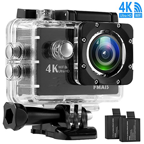 4K WiFi Action Camera Ultra HD 100Feet Waterproof Sport Camera 2 Inch LCD Screen 16MP 170 Degree Wide Angle Rechargeable 1050mAh Batteries with 28 Accessories Kits