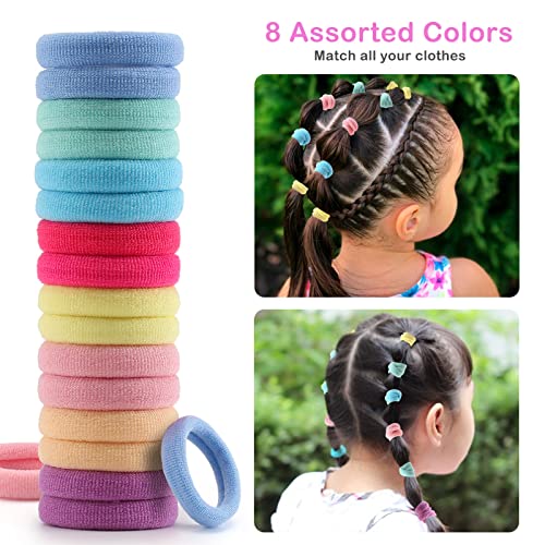 200PCS Baby Toddler Hair Ties, Multicolor Hair Ties, No Crease Hair Elastics Small Ponytail Holders Hair Ties for Kids Girls