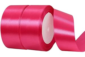 IEFOAH 1 1/2 Inch Hot Pink Satin Ribbon,50 Yards 1-1/2 Inch Hot Pink Ribbon Solid Fabric Ribbon for Gift Wrapping Floral Bouquets Wedding Home Party Decoration