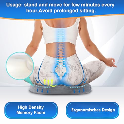 Ecosafeter Ergonomic Memory Foam Donut Cushion - Coccyx Support and Pressure Reduction for Office, Car and Home, Breathable Washable Cover