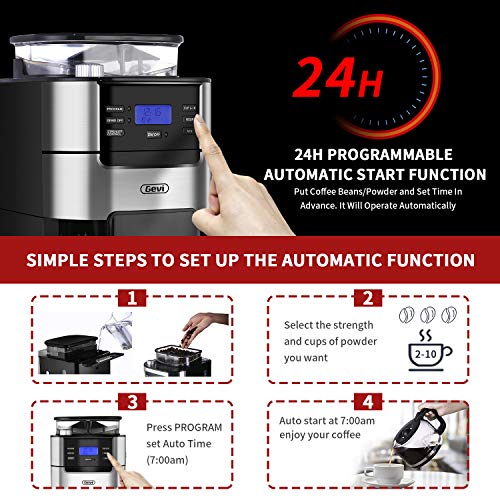 Gevi Grind and Brew Coffee Maker 10 Cups Drip Coffee Machine for