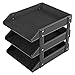 3 Tier Leatherette Desktop Document Organizer Trays, File Folder Storage Rack, Black