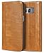 ProCase Galaxy S8 Genuine Leather Case, Vintage Wallet Folding Flip Case with Kickstand and Multiple Card Slots Magnetic Closure Protective Cover for Galaxy S8 -Brown