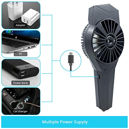 PHYLES Ventilateur Portable USB Rechargeable Mini Ventilateur de Poche d’Atomisation Portatif Ventilateur pour Voyage, Bureau, Extérieur, etc