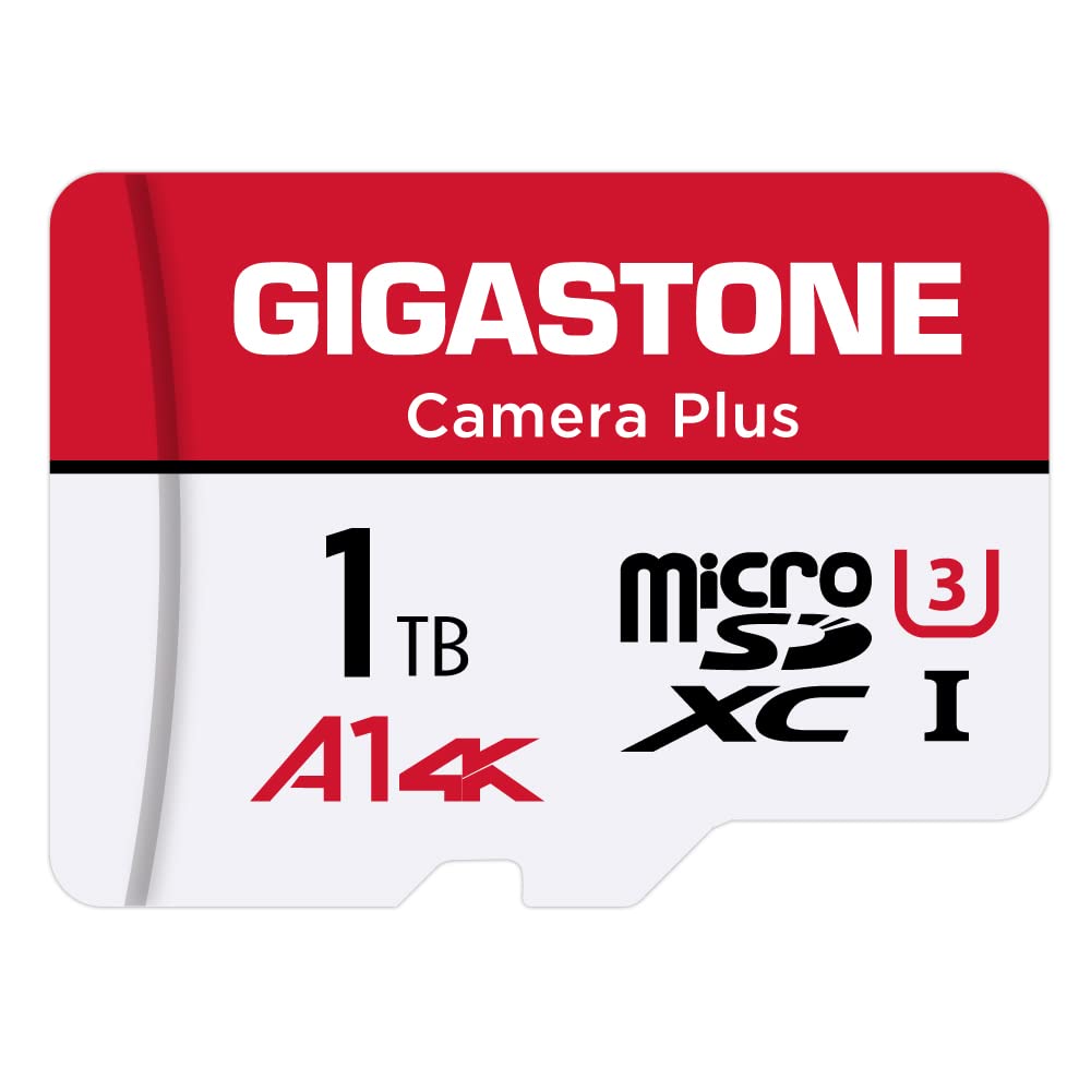 GIGASTONE 1TB Micro SD Card, Camera Plus, Up to 150/120 MB/s, MicroSDXC Memory Card for DJI, Gopro, Insta360, Dashcam, 4K Video UHS-I A1 V30 U3 C10 with Adapter