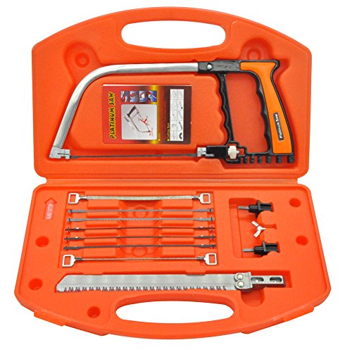 Hand Saw Kits Multi-purpose 14-in-1 Hacksaw Portable Bow Hand Saw Kit for Woodworking Tool for Cutting PVC/ /Aluminum/Glass/Plastic Diy Hacksaw Blades Tool Case