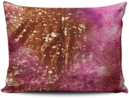 Fanaing Bedroom Custom Decor Pink and Brown Speckled Cowhide Leather Pillowcase Soft Zippered Throw Pillow Cover Cushion Case Fashion Design One-Side Printed Boudoir 12X20 Inches