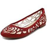 Ollio Women's Shoe Mesh Floral Glitter Ballet Flat