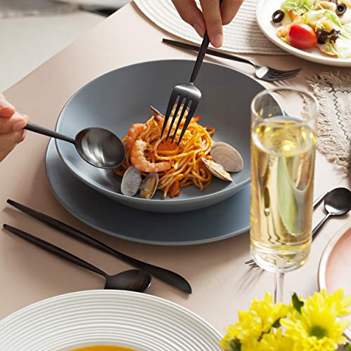 Homelux Theory 18/10 Matte Black Stainless Steel Flatware Silverware Cutlery Set | 5-piece Adaline Royal Modern Kitchen Utensils | BEST Birthday Wedding Gift | (2 sets, Black matte polish)